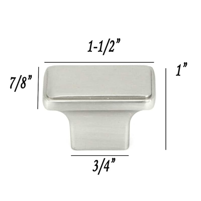 Contemporary 1-1/2-inch Nepoli Stainless Steel Brushed Nickel Finish Square Cabinet Pull Knobs (Case of 4)