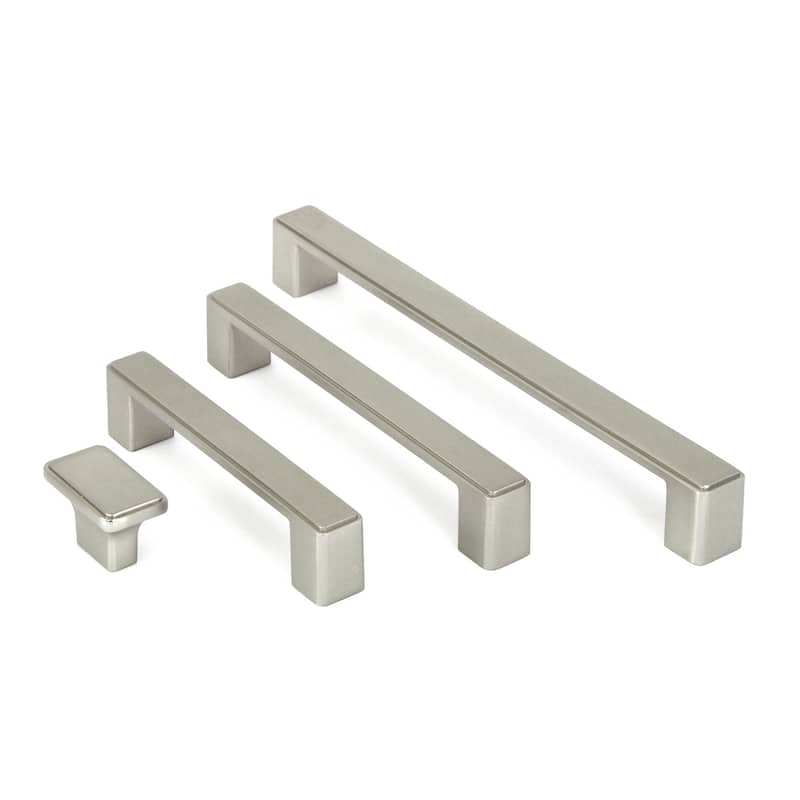 Contemporary 1-1/2-inch Nepoli Stainless Steel Brushed Nickel Finish Square Cabinet Pull Knobs (Case of 15)
