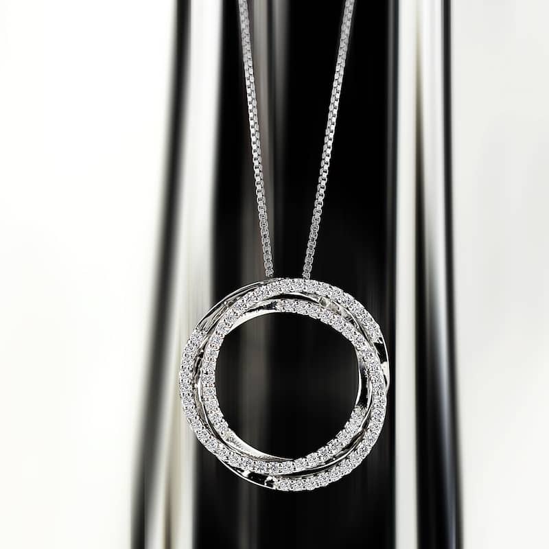 Auriya 1/4ctw Round Orbit Circle Diamond Necklace 14-karat White Gold (F-G, VS1-VS2)