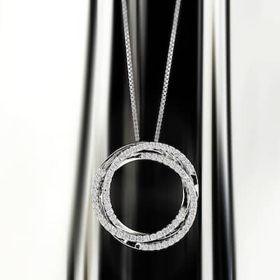 Auriya 1/4ctw Round Orbit Circle Diamond Necklace 14-karat White Gold (F-G, VS1-VS2)