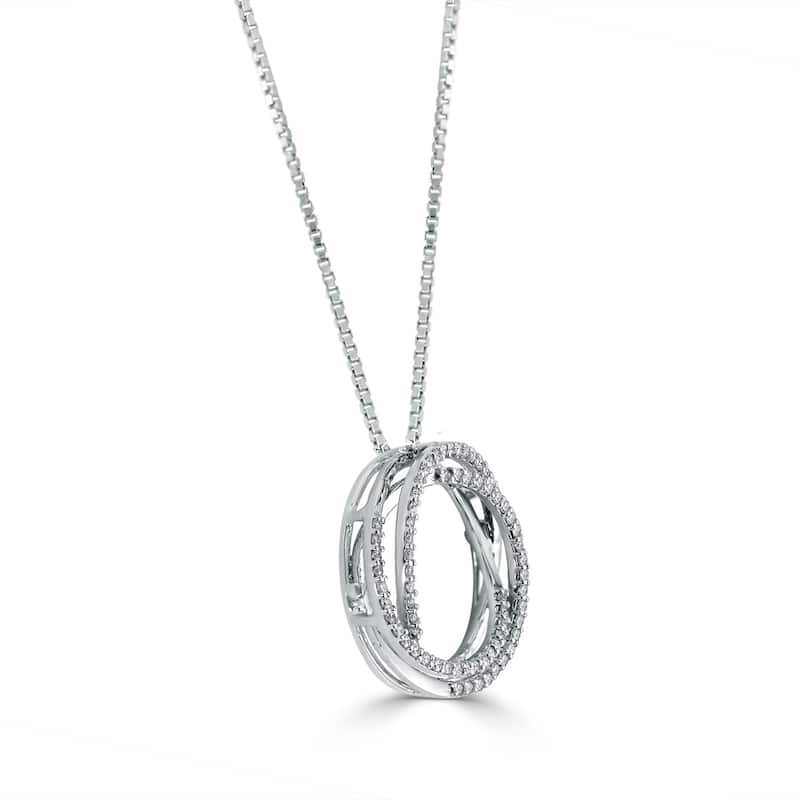 Auriya 1/4ctw Round Orbit Circle Diamond Necklace 14-karat White Gold (F-G, VS1-VS2)