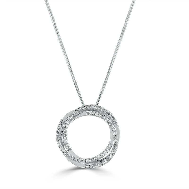 Auriya 1/4ctw Round Orbit Circle Diamond Necklace 14-karat White Gold (F-G, VS1-VS2)