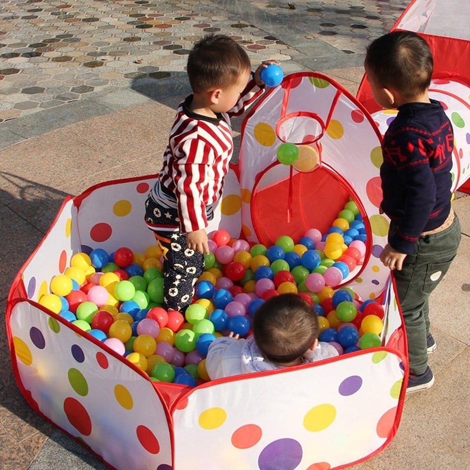 3 In 1 Indoor/Outdoor Kids Pop Up Play House Tents Tunnel and Ball Pit Playhouse 