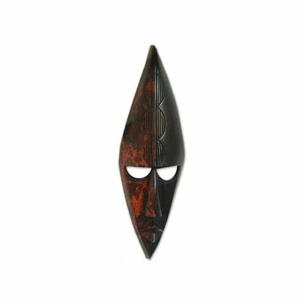 Handmade Great Knowledge Akan Wood Mask (Ghana) - 6.75" x 18"