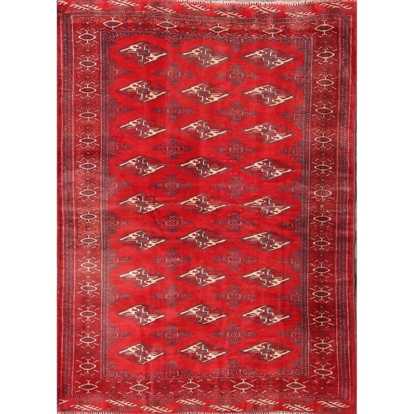 Handmade Oriental Traditional Vintage Turkoman Persian Area Rug - 5'6" x 4'0"