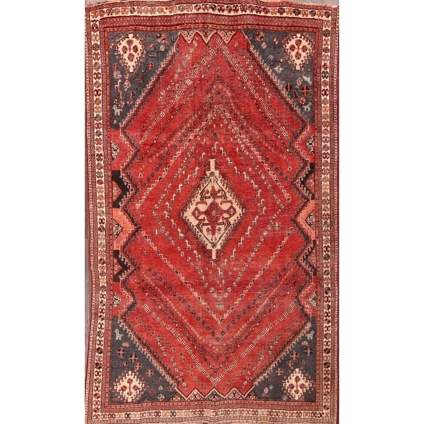 Traditional Antique Kashkoli Shiraz Hand Made Persian Area Rug - 8'4" x 4'10"