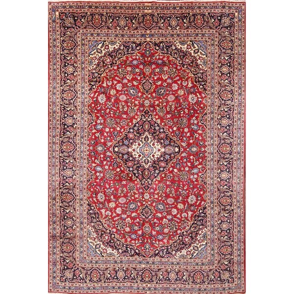 Kashan Handmade Vintage Persian Traditional Area Rug Wool - 13'1" x 9'6"