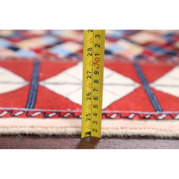 Hand Knotted Traditional Kashmar Persian Checkered Area Rug - 7'2