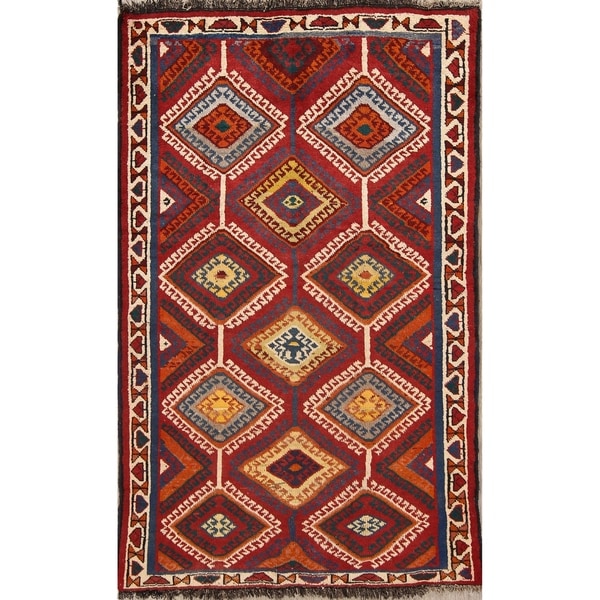 Traditional Hand Made Qashqai Gabbeh Persian Area Rug Wool - 7'1" x 4'5"