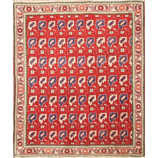 Ardebil Hand Made Vintage Persian Traditional Area Rug - 3'7" x 3'0"