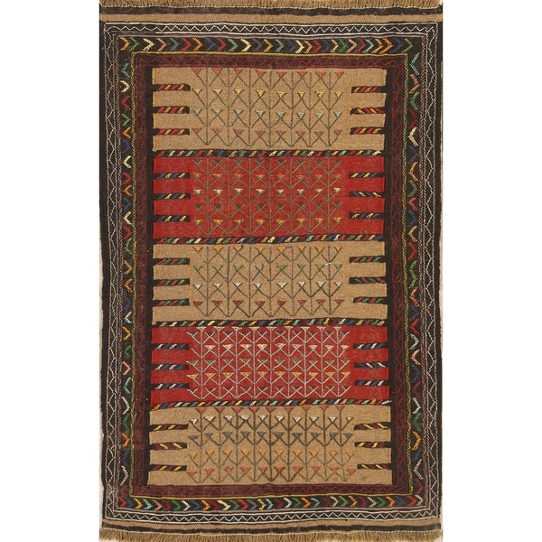 Classical Kilim Wool Shiraz Qashqai Hand Made Persian Area Rug Wool - 5'8" x 3'6"