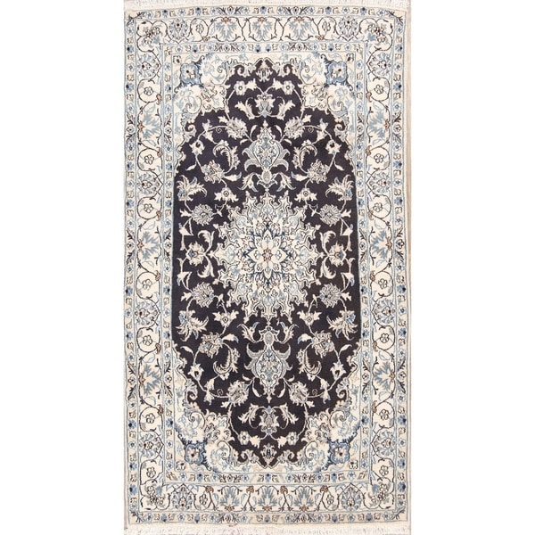 Classical Hand Made Wool Nain Isfahan Persian Traditional Area Rug - 7'0" x 3'10"