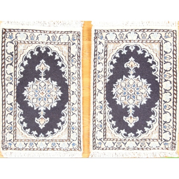 Classical Wool Hand Made Nain Isfahan Persian Area Rug - 1'11" x 1'3"