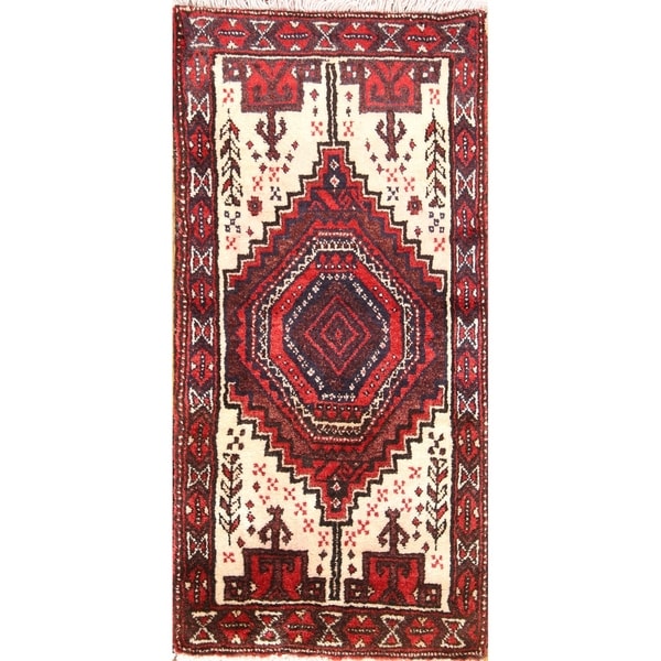 Handmade Wooen Classical Balouch Persian Traditional Rug - 2'11" x 1'4" runner