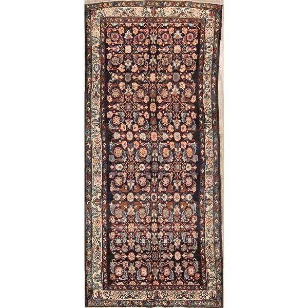 Hand Made Woolen Malayer Hamedan Persian Floral Rug Antique - 9'2" x 4'0" runner