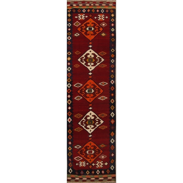 Kilim Wool Shiraz Handmade Vintage Persian Palace Sized Rug - 15'2" x 4'0" runner