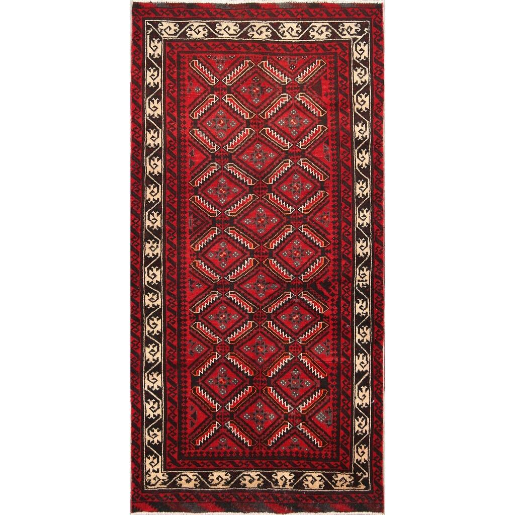 Balouch Hand Knotted Vintage Persian Traditional Area Rug Wool - 7'2" x 3'6"
