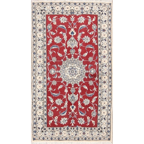 Classical Hand Made Wool Nain Isfahan Persian Traditional Area Rug - 6'7" x 3'10"