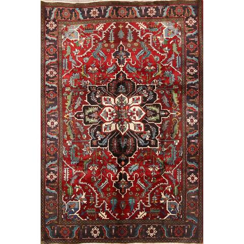Heriz Wool Serapi Hand Knotted Vintage Persian Traditional Area Rug - 10'7" x 7'5"