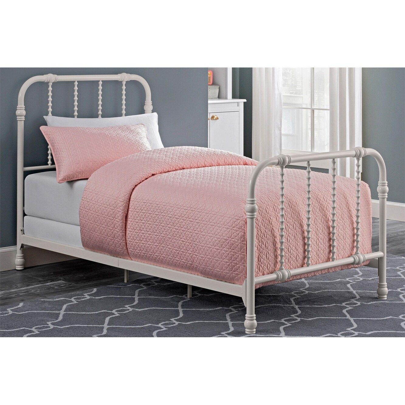 Shop Dhp Jenny Lind White Scroll Twin Metal Bed And Mattress