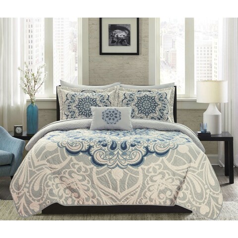 Chic Home Elmaz 8 Piece Reversible Quilt Coverlet Set Bed in a Bag
