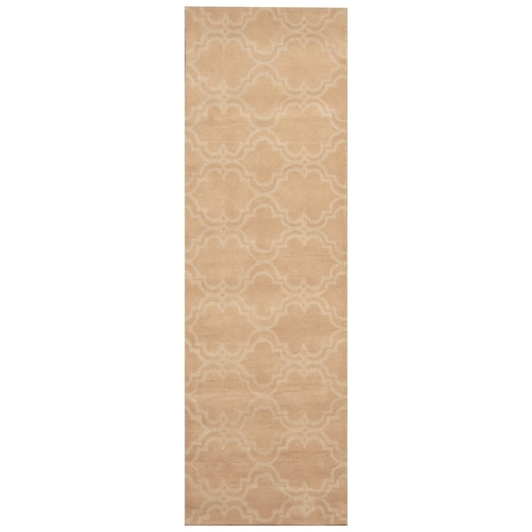 Handmade Trellis Wool Rug (India) - 2'7 x 8'