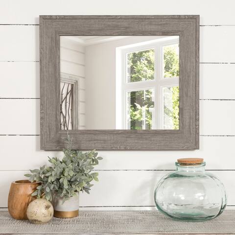 Gallery Solutions Graywash Woodgrain Framed Accent Wall Mirror - Grey