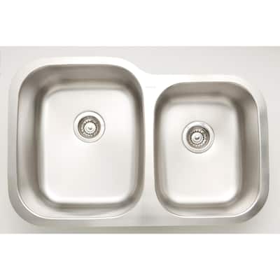 32-in. W CSA Approved Chrome Kitchen Sink With Stainless Steel Finish And 18 Gauge