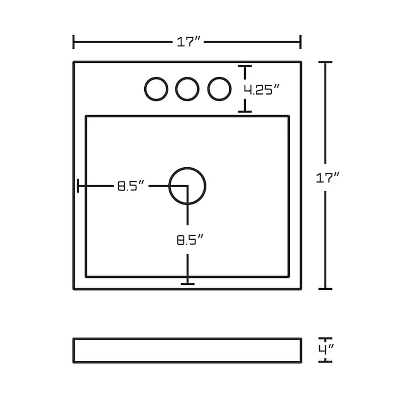 17-in. W Above Counter White Vessel For 3H8-in. Center Drilling