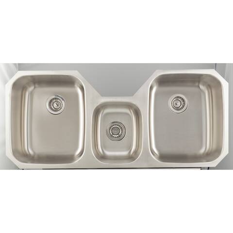 46.875-in. W CSA Approved Chrome Kitchen Sink With Stainless Steel Finish And 18 Gauge