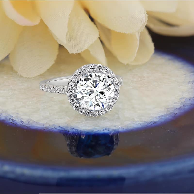 Auriya 14k Gold 2ct TW Moissanite Halo Diamond Engagement Ring 5/8ctw