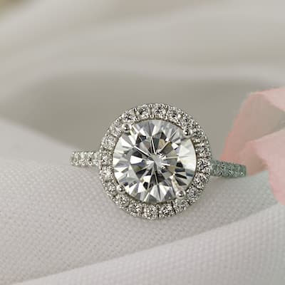 Auriya 14k Gold 2ct TW Moissanite Halo Diamond Engagement Ring 5/8ctw