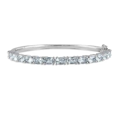 Miadora Sterling Silver 6-1/3ct TGW Aquamarine Semi-Eternity Bangle