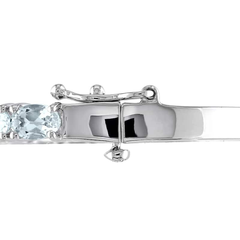 Miadora Sterling Silver 6-1/3ct TGW Aquamarine Semi-Eternity Bangle