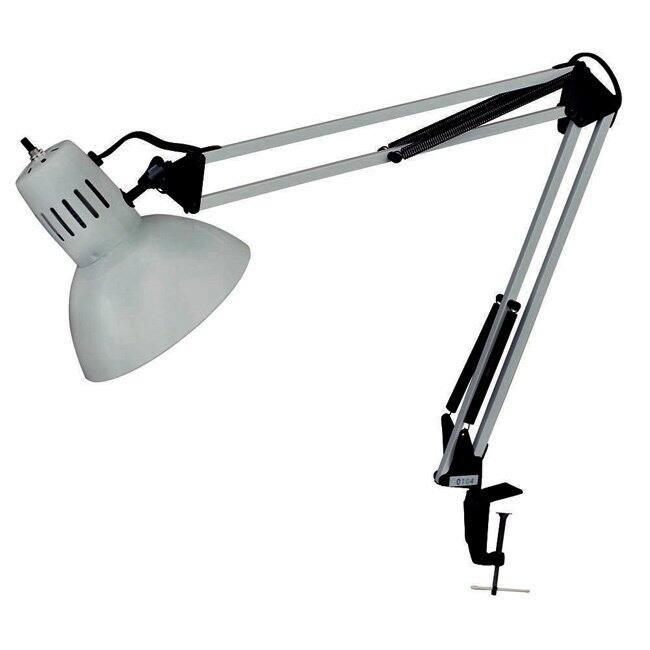 Glossy White Clamp-on Spring Balanced Desk Lamp