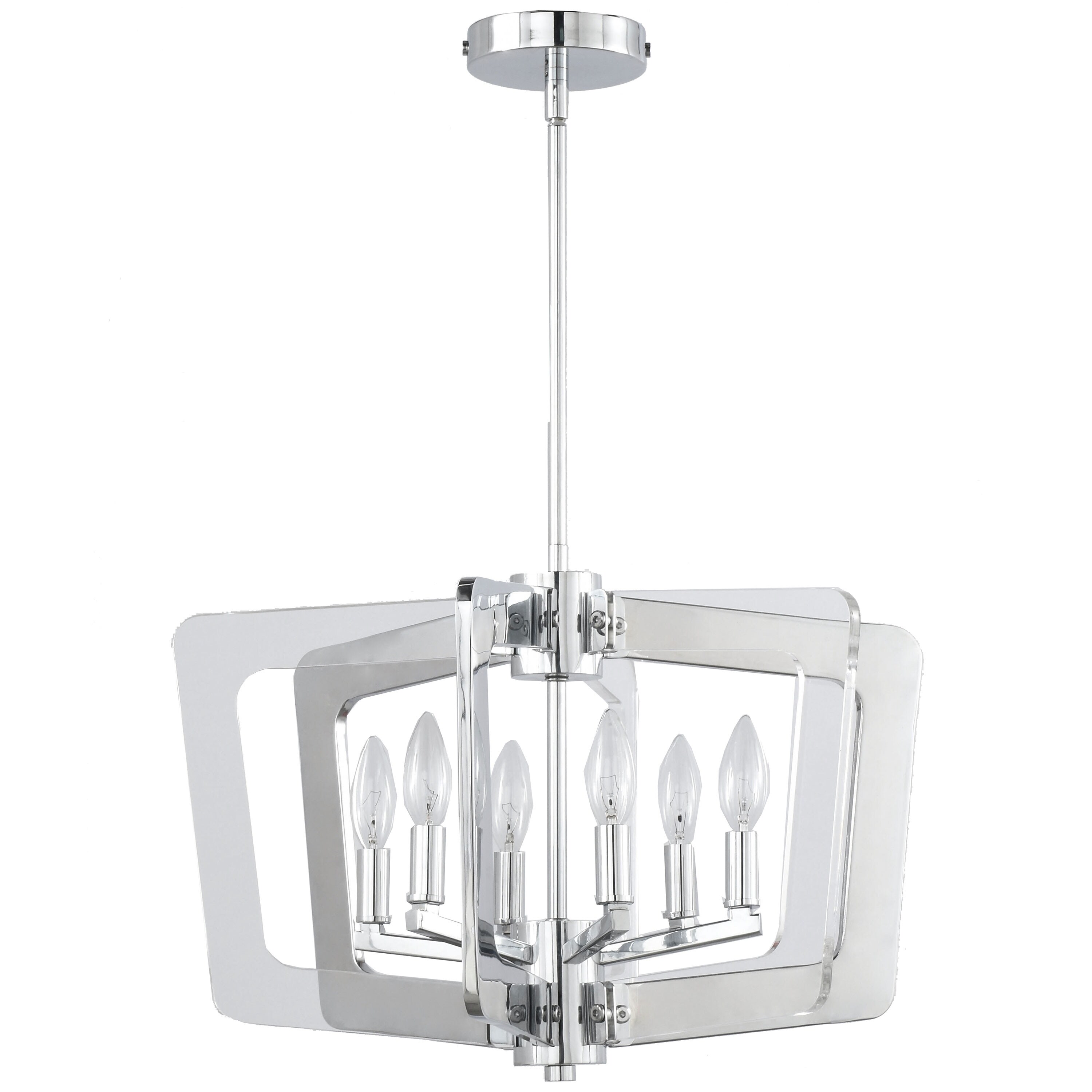 6LT Chandelier, Polished Chrome Finish - Polished chrome (60 to 100 Watts) - Chandeliers For Bedrooms by Overstock.com