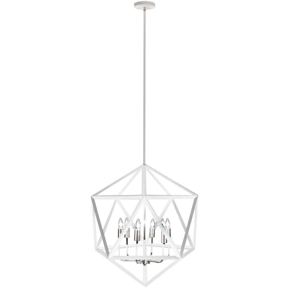 6LT Chandelier,Matte WHT/SC - Matte White (60 to 100 Watts) - Chandeliers For Bedrooms by Overstock.com