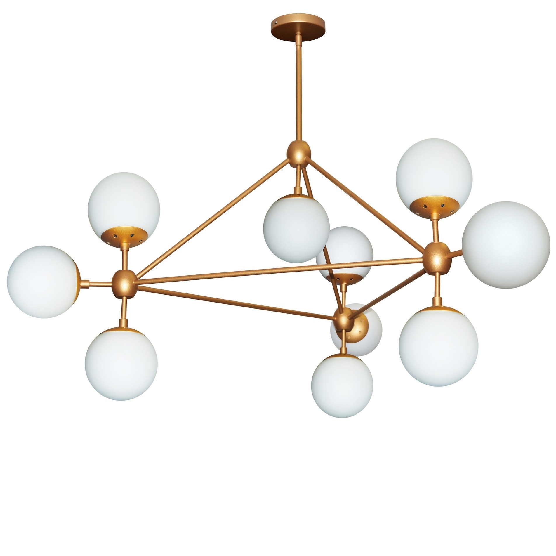 10LT Chandelier Triangular w/White Glass, Gld (Less than 60 Watts) - Chandeliers For Bedrooms by Overstock.com