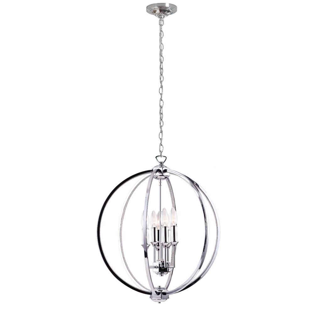 6LT Chandelier, Polished Chrome w/Jewelled Accents - Polished chrome (60 to 100 Watts) - Chandeliers For Bedrooms by Overstock.com
