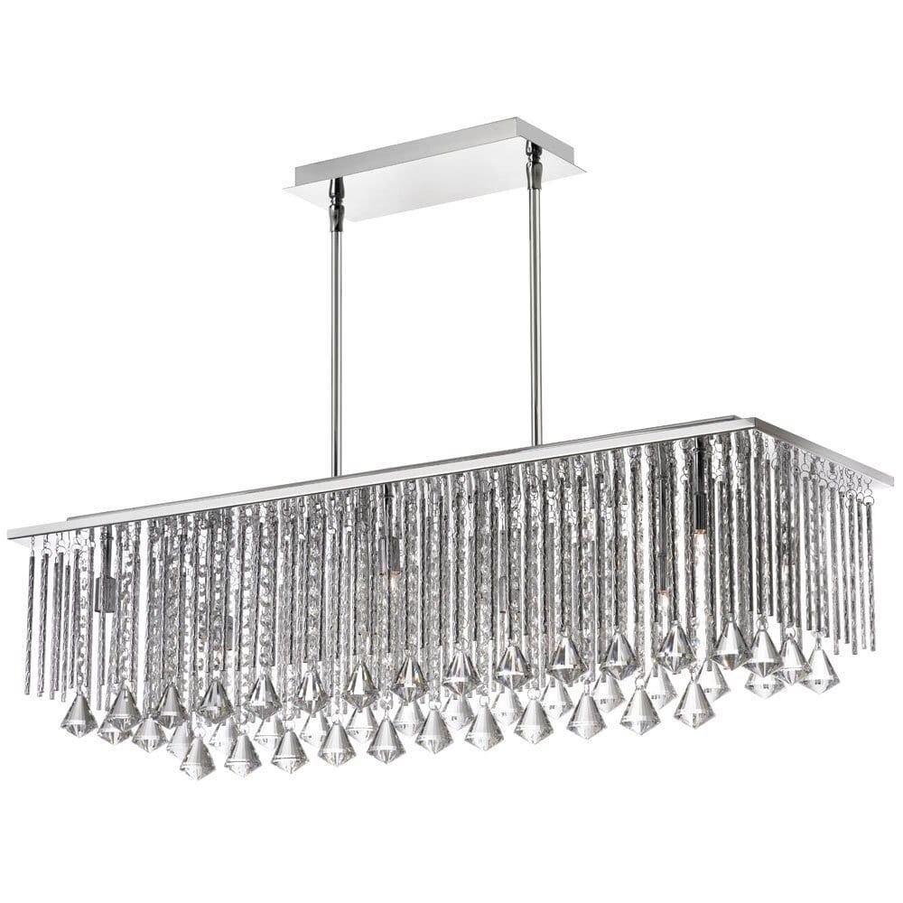 Jacqueline Crystal and Organza 10-light Horizontal Chandelier - Polished chrome (Less than 60 Watts) - Chandeliers For Bedrooms by Overstock.com