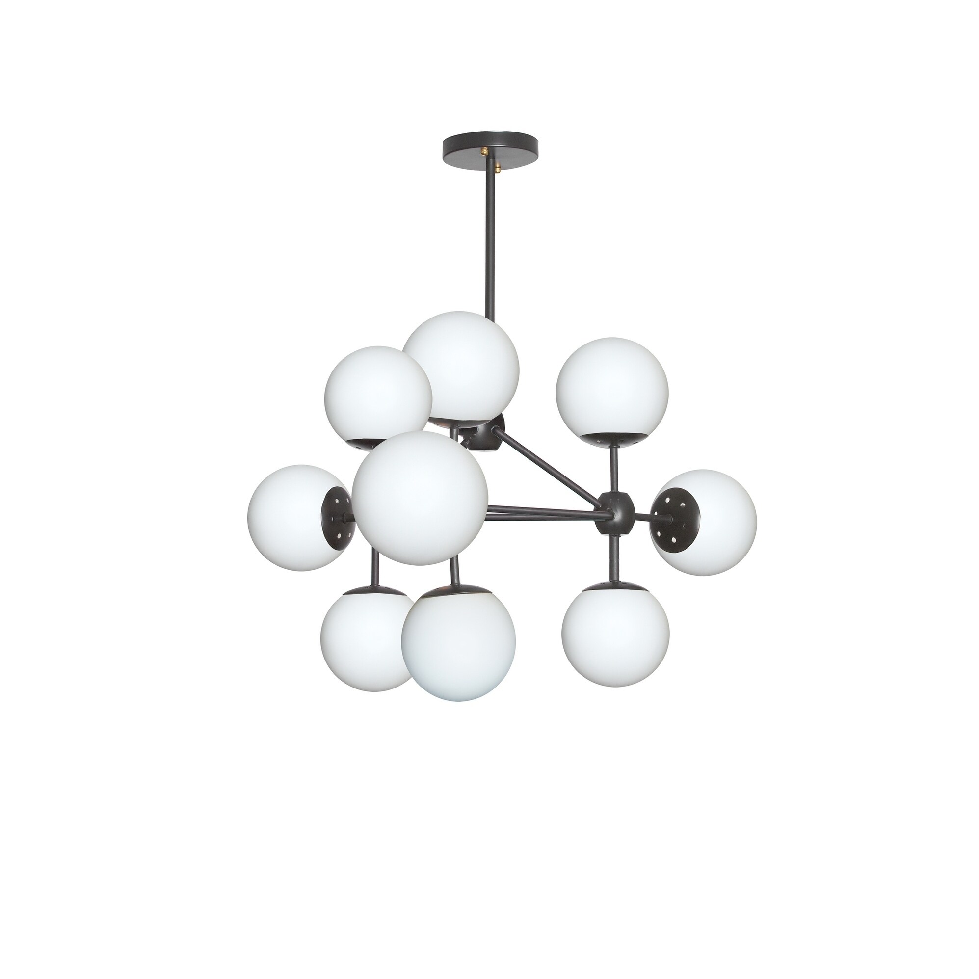 9LT Chandelier, Black Finish w/White Glass Balls (Less than 60 Watts) - Chandeliers For Bedrooms by Overstock.com