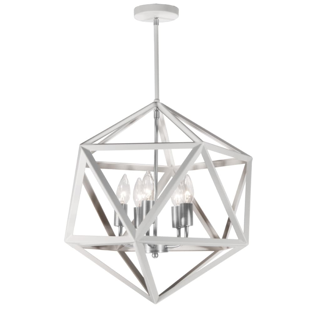 5LT Chandelier,Matte WHT/SC (60 to 100 Watts) - Chandeliers For Bedrooms by Overstock.com