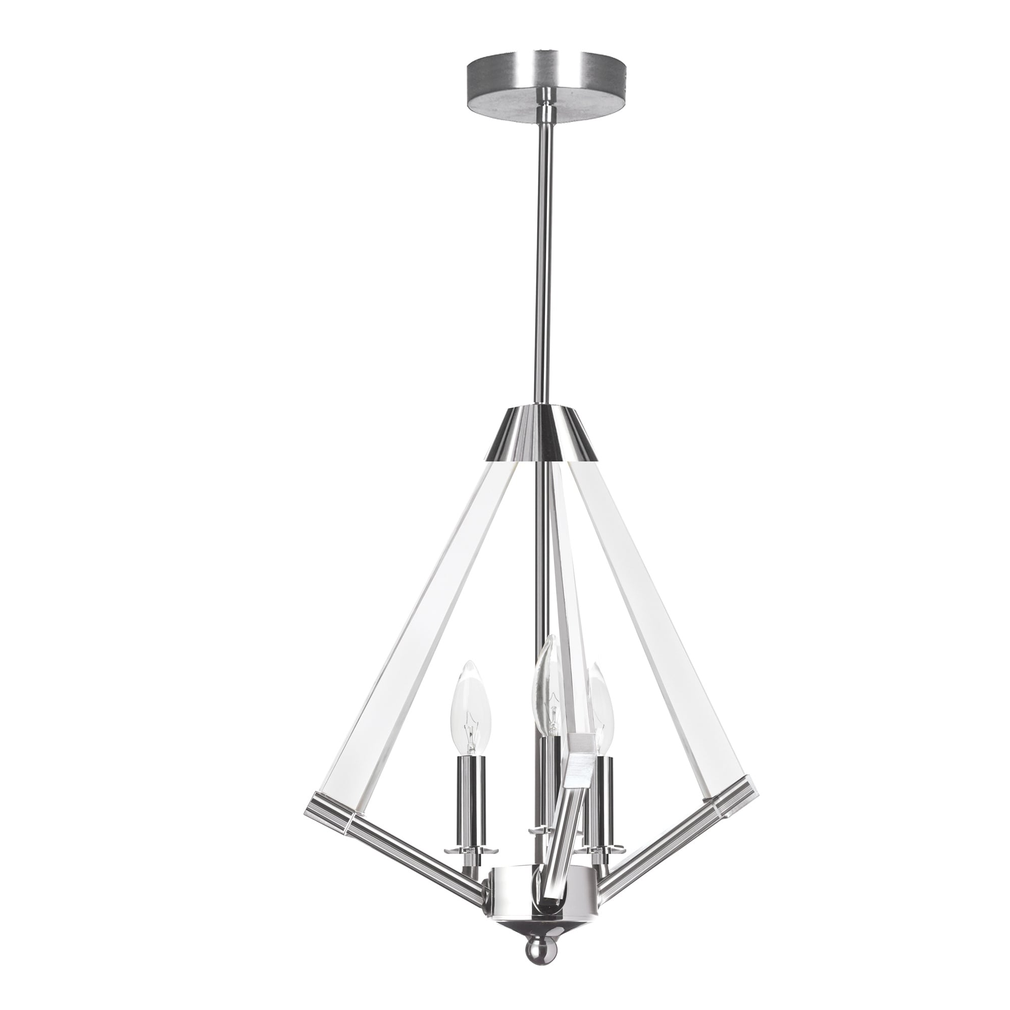 3LT Chandelier Polished Chrome with Acrylic Arms - Polished chrome (60 to 100 Watts) - Chandeliers For Bedrooms by Overstock.com