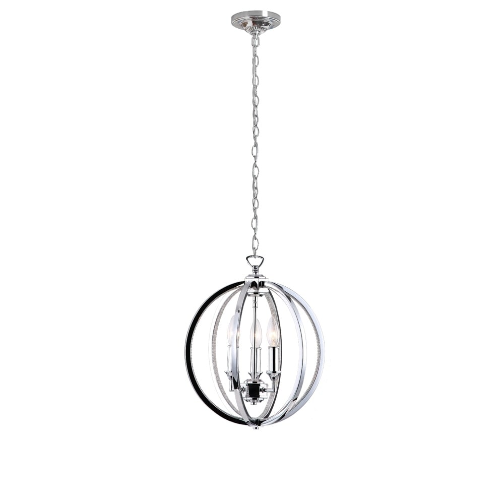 3LT Chandelier, Polished Chrome w/Jeweled Accents - Polished chrome (60 to 100 Watts) - Chandeliers For Bedrooms by Overstock.com