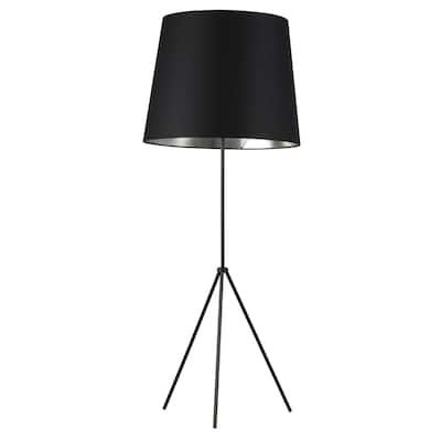 1LT 3 Leg Drum Floor Fixture w/BK-SV Shd