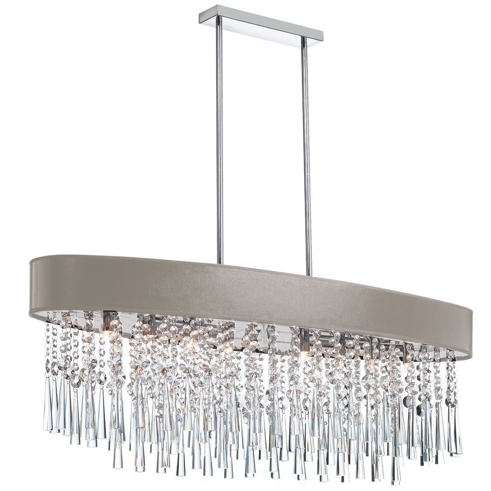 Dainolite 8-light Oval Crystal Polished Chrome Chandelier in Pebble Micro Shade - Polished chrome (Less than 60 Watts) - Chandeliers For Bedrooms by Overstock.com