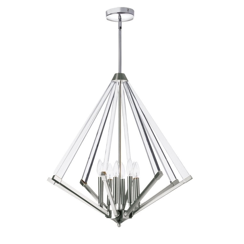 Dainolite Polished Chrome Steel 8-light Chandelier with Acrylic Arms - Polished chrome (Over 100 Watts) - Chandeliers For Bedrooms by Overstock.com