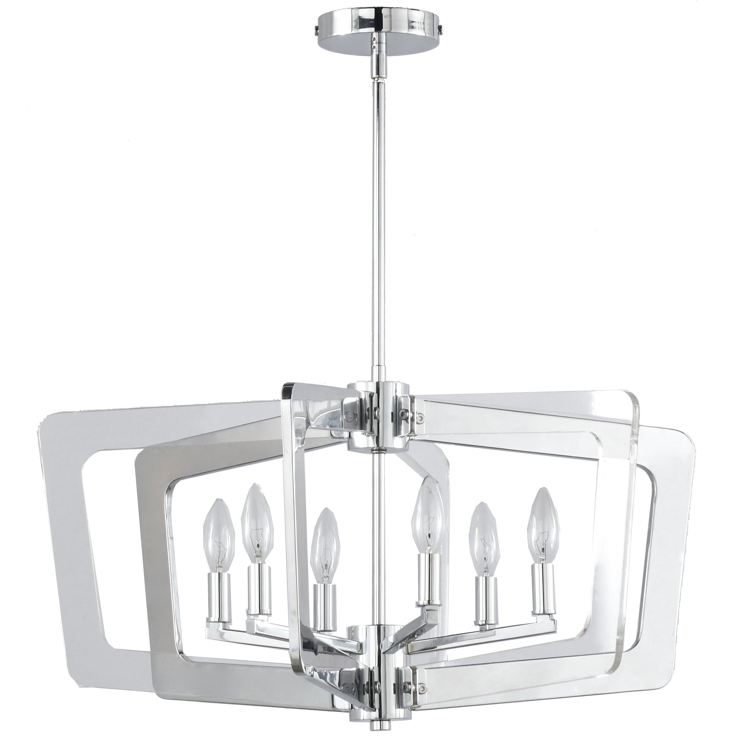 6LT Chandelier, Polished Chrome Finish - Polished chrome (60 to 100 Watts) - Chandeliers For Bedrooms by Overstock.com