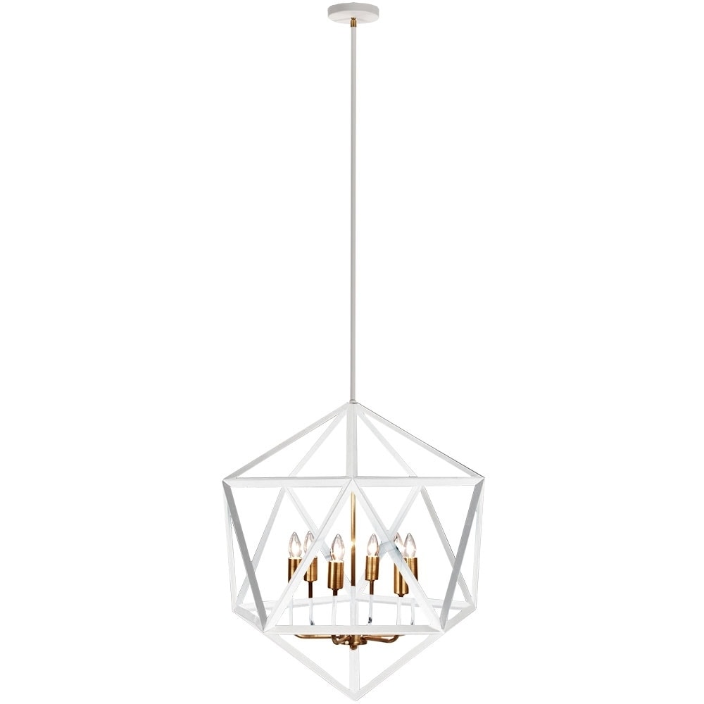 6LT Chandelier,Matte WHT/VB (60 to 100 Watts) - Chandeliers For Bedrooms by Overstock.com