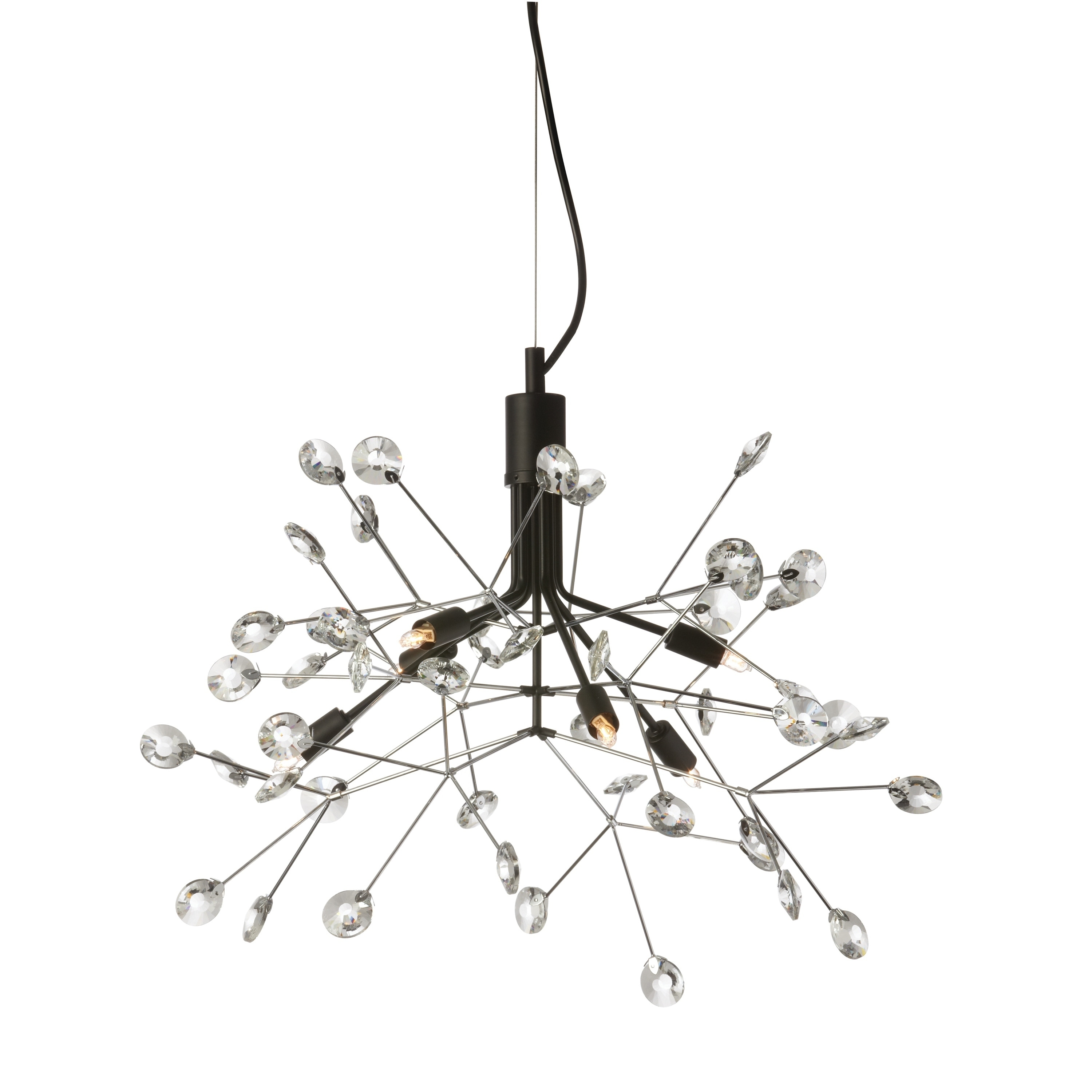 6LT Chandelier, Black & Polished Chrome Finish - Clear (60 to 100 Watts) - Chandeliers For Bedrooms by Overstock.com